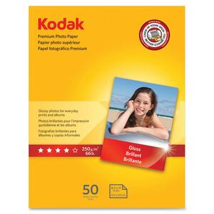 Kodak Premium Photo Paper - Letter - 8.5" x 11" - Glossy - 50 Sheet - White