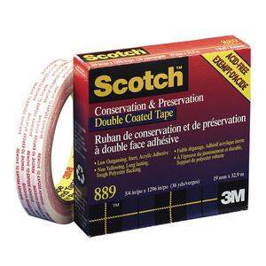 Scotch Acid Free Preservation Tape - 0.75" Width x 36' Length - 3" Core - Polyester - Acid-free, Non-yellowing - 1 Roll - Clear