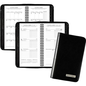 At-A-Glance Executive Weekly Appointment Book - Weekly - 3.25" x 6.25" - January till December - 7:00 AM to 6:00 PM - 1 Week Per 2 Page(s) - Black