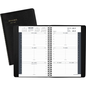 At-A-Glance 12-Months Weekly Appointment Book - Weekly - 4.87" x 8" - July till August - 8:00 AM to 5:00 PM - Black