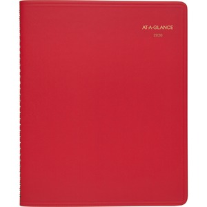 At-A-Glance Fashion Desk Monthly Planner - Monthly - 6.88" x 8.75" - January till December - 1 Month Per 2 Page(s) - Leather Cover - Red
