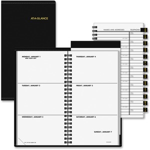At-A-Glance Deluxe Pocket Weekly Planner - Weekly - 3.25" x 6.25" - January till December - 1 Week Per 2 Page(s) - Black