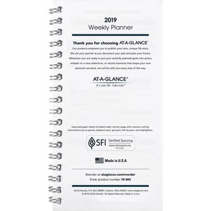 At-A-Glance Dated Weekly Appointment Refills - Weekly - 3.25" x 6.25" - January till December - 1 Week Per 2 Page(s) - Blue