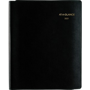 At-A-Glance DayMinder Ruled Appointment Book - Weekly - 8.25" x 10.88" - January till January - 7:00 AM to 8:45 PM, 5:30 PM - 1 Week Per 2 Page(s) - Leather Cover - Black