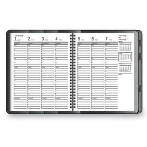 At-A-Glance Executive Weekly Planner Folio - Weekly - 6.88" x 8.75" - January till January - 8:00 AM to 6:00 PM - 1 Week Per 2 Page(s) - Black