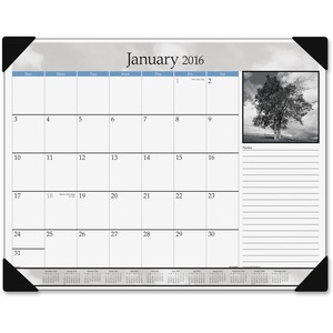 Black & White Monthly Desk Pad Calendar
