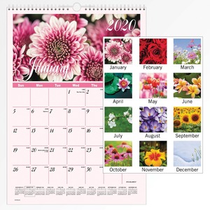 Visual Organizer Flower Garden Monthly Wall Calendar - Monthly - 12" x 17" - January till December - 1 Month Per 1 Page(s) - Chipboard Back, Paper - White