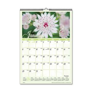 Visual Organizer Flower Garden Monthly Wall Calendar - Monthly - 15.5" x 22.75" - January till December - 1 Month Per 1 Page(s) - Chipboard Back, Paper - White