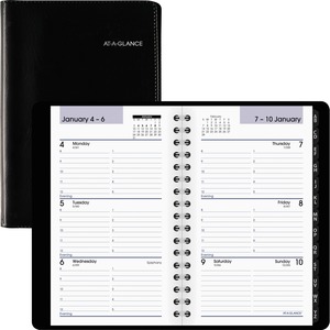 At-A-Glance DayMinder Pocket Appointment Book - Weekly - 3.75" x 6" - January till December - 8:00 AM to 5:00 PM - 1 Week Per 2 Page(s) - Leather Cover - Black