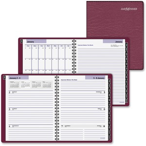 At-A-Glance DayMinder Executive Planner - Weekly, Monthly - 6.88" x 8.75" - January till December - 1 Week Per 2 Page(s), 1 Month Per 2 Page(s) - Burgundy