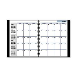 At-A-Glance DayMinder Unruled Desk Planner - Monthly - 6.88" x 8.75" - January till December - 1 Month Per 2 Page(s) - Leather Cover - Black