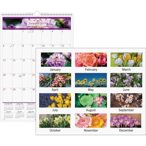 At-A-Glance Floral Monthly Wall Calendar - Monthly - 15.5" x 22.75" - January till December - White