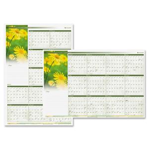 At-A-Glance Floral Erasable Wall Planner - 24" x 36" - Black