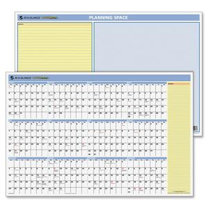 At-A-Glance QuickNotes Yearly Erasable Wall Calendar - Yearly - 24" x 36" - Yellow, Blue, Red, White