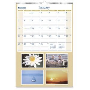 At-A-Glance Personalized Wall Calendar - Monthly - 15.5" x 22.75" - January till December - Chipboard Back - White