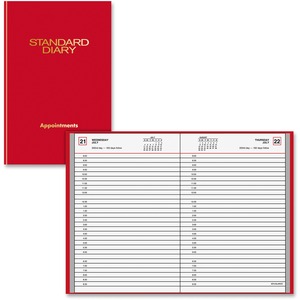 At-A-Glance Standard Diary Appointment Book - Daily - 5.75" x 8.68" - January till December - 8:00 AM to 9:00 PM - 1 Day Per 1 Page(s) - Vinyl Cover - Red
