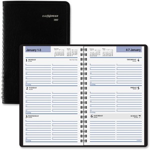 At-A-Glance 12 Months Dated Weekly Appointment Book - Weekly - 4.88" x 8" - January till December - 8:00 AM to 5:00 PM - 1 Week Per 2 Page(s) - Black