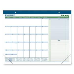 At-A-Glance Monthly Action Planning Desk Pad - Monthly - 22" x 17" - January till December - Vinyl Corner, Paper - Blue