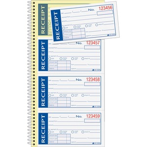 Adams Write 'N Stick Receipt Book - 200 Sheet(s) - Spiral Bound - 2 Part - Carbonless - 5.25" x 2.75" Form Size - Assorted - 1Each