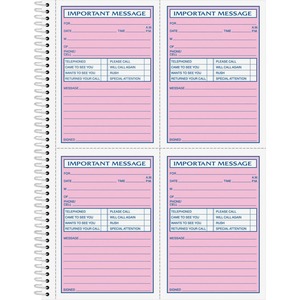Adams Spiral Bound Carbonless Message Book - 50 Sheet(s) - Spiral Bound - 2 Part - Carbonless - 1Each
