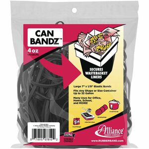 Alliance Rubber Can Bandz Rubber Bands - 7" Length x 0.12" Width - 50 / Bag - Black