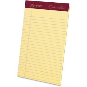 Gold Fibre Perforated Pad - 50 Sheet(s) - 16lb - College Ruled - Jr.Legal 5" x 8" - 12 / Dozen - Canary