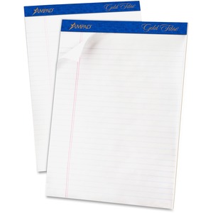 Gold Fibre Perforated Pad - 50 Sheet(s) - 16lb - Wide Ruled - 8.5" x 11.75" - 12 / Dozen - White