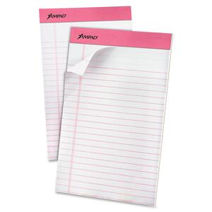 Ampad Breast Cancer Awareness Writing Pad - 50 Sheet(s) - 20lb - Ruled - Jr.Legal 5" x 8" - 6 / Pack - White