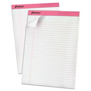 Ampad Breast Cancer Awareness Writing Pad - 50 Sheet(s) - 20lb - Ruled - Letter 8.5" x 11" - 6 / Pack - White