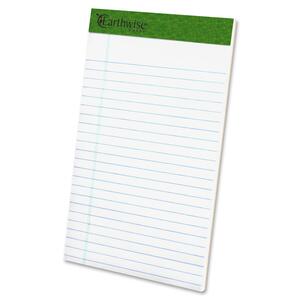 Ampad Evidence Perforated Recycled Ruled Pad - 50 Sheet(s) - 15lb - Ruled - Jr.Legal 5" x 8" - 12 / Dozen - White