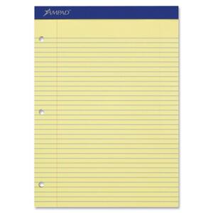 Evidence Dual Pad - 100 Sheet(s) - 15lb - Ruled - 8.5" x 11.75" - 1 Each - Canary
