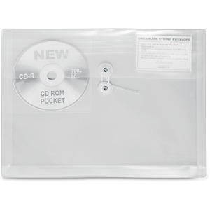 Anglers String & Button Closure Poly Envelope - 8.5" x 11" - Letter - 4 / Pack - Assorted