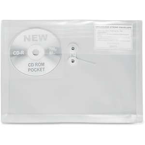 Anglers String & Button Closure Poly Envelope - Letter - 8.5" x 11" - 4 / Pack - Clear