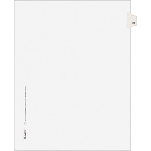 Avery Individually Numbered Avery-Style Dividers - 1 x Tab Printed 28 - 25 Tab(s)/Set - 8.5" x 11" - 25 / Pack - White Divider - White Tab