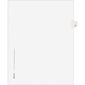 Avery Individually Numbered Avery-Style Dividers - 1 x Tab Printed 32 - 25 Tab(s)/Set - 8.5" x 11" - 25 / Pack - White Divider