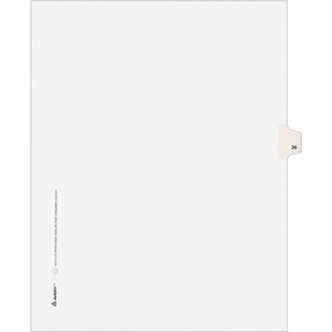 Avery Individually Numbered Avery-Style Dividers - 1 x Tab Printed 36 - 25 Tab(s)/Set - 8.5" x 11" - 25 / Pack - White Divider