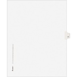 Avery Individually Numbered Avery-Style Dividers - 1 x Tab Printed 37 - 25 Tab(s)/Set - 8.5" x 11" - 25 / Pack - White Divider