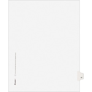 Avery Individually Numbered Avery-Style Dividers - 1 x Tab Printed 47 - 25 Tab(s)/Set - 8.5" x 11" - 25 / Pack - White Divider - White Tab