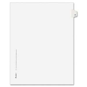 Avery Style Individually Numbered Tab - 1 x Tab Printed 53 - 25 Tab(s)/Set - 8.5" x 11" - 25 / Pack - White Divider - White Tab