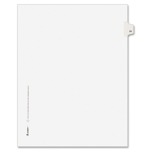 Avery Style Individually Numbered Tab - 1 x Tab Printed 54 - 25 Tab(s)/Set - 8.5" x 11" - 25 / Pack - White Divider - White Tab