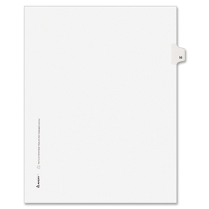 Avery Style Individually Numbered Tab - 1 x Tab Printed 56 - 25 Tab(s)/Set - 8.5" x 11" - 25 / Pack - White Divider - White Tab