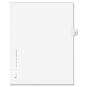 Avery Style Individually Numbered Tab - 1 x Tab Printed 59 - 25 Tab(s)/Set - 8.5" x 11" - 25 / Pack - White Divider - White Tab