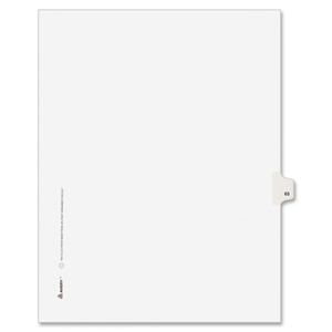 Avery Style Individually Numbered Tab - 1 x Tab Printed 65 - 25 Tab(s)/Set - 8.5" x 11" - 25 / Pack - White Divider - White Tab