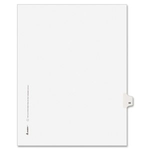 Avery Style Individually Numbered Tab - 1 x Tab Printed 68 - 25 Tab(s)/Set - 8.5" x 11" - 25 / Pack - White Divider - White Tab