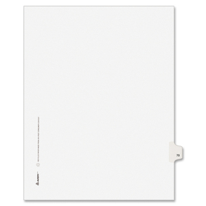Avery Style Individually Numbered Tab - 1 x Tab Printed 70 - 25 Tab(s)/Set - 8.5" x 11" - 25 / Pack - White Divider - White Tab