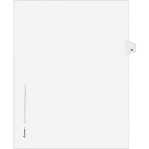 Avery Style Individually Numbered Tab - 1 x Tab Printed 83 - 25 Tab(s)/Set - 8.5" x 11" - 25 / Pack - White Divider - White Tab