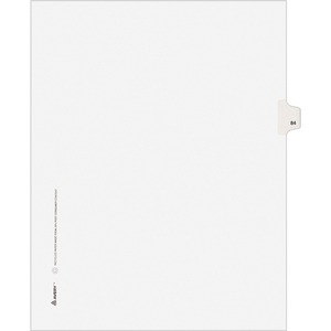 Avery Style Individually Numbered Tab - 1 x Tab Printed 84 - 25 Tab(s)/Set - 8.5" x 11" - 25 / Pack - White Divider - White Tab