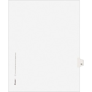 Avery Style Individually Numbered Tab - 1 x Tab Printed 93 - 25 Tab(s)/Set - 8.5" x 11" - 25 / Pack - White Divider - White Tab