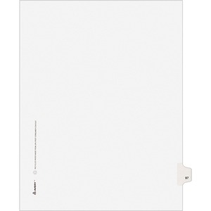 Avery Style Individually Numbered Tab - 1 x Tab Printed 97 - 25 Tab(s)/Set - 8.5" x 11" - 25 / Pack - White Divider - White Tab