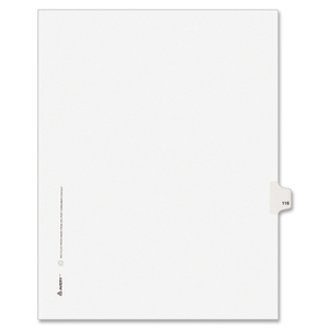 Avery Style Individually Numbered Tab - 1 x Tab Printed 116 - 8.5" x 11" - 25 / Pack - White Divider